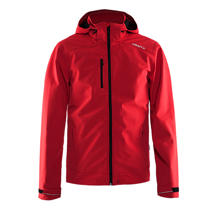 Craft Sportswear Mens Light Softshell 3 Layer Jacket with Detachable Hood and Adjustable Cuffs 